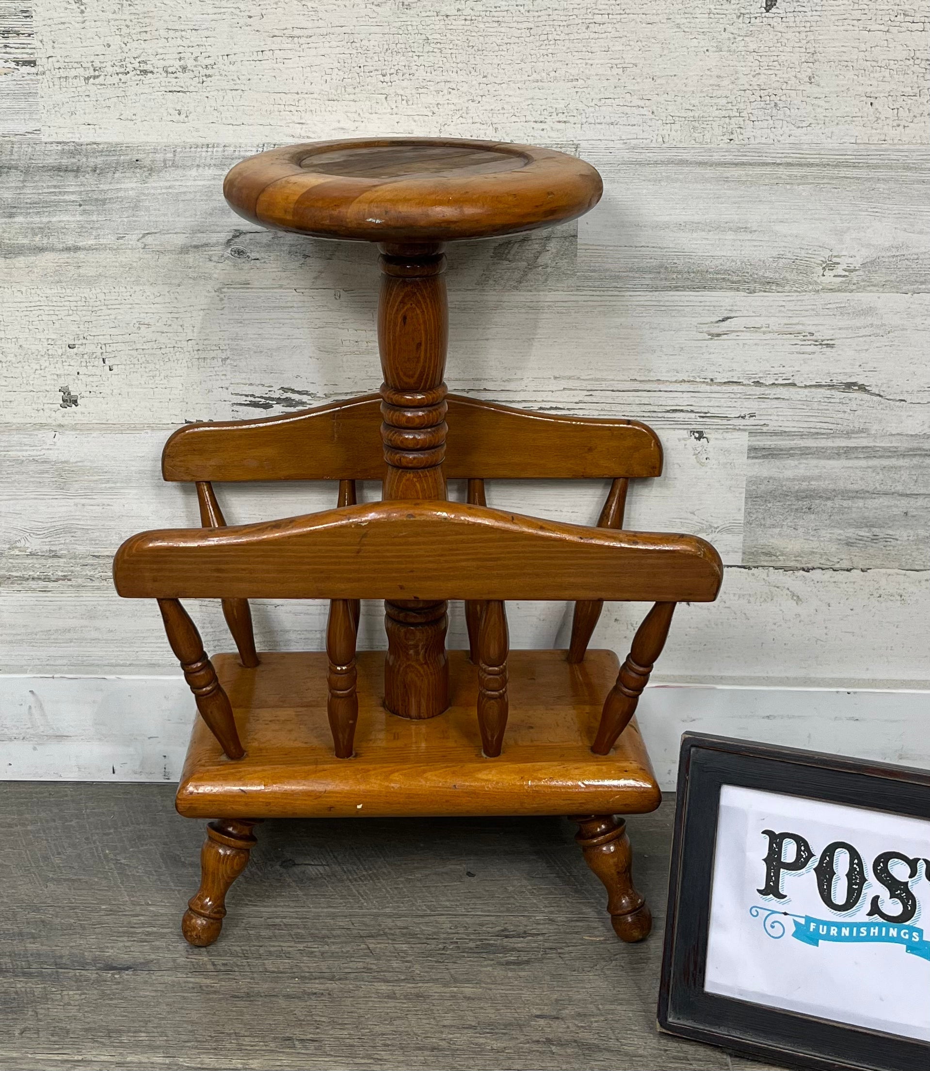 Vintage Ashtray Stand / Plant Stand W/ Magazine Rack