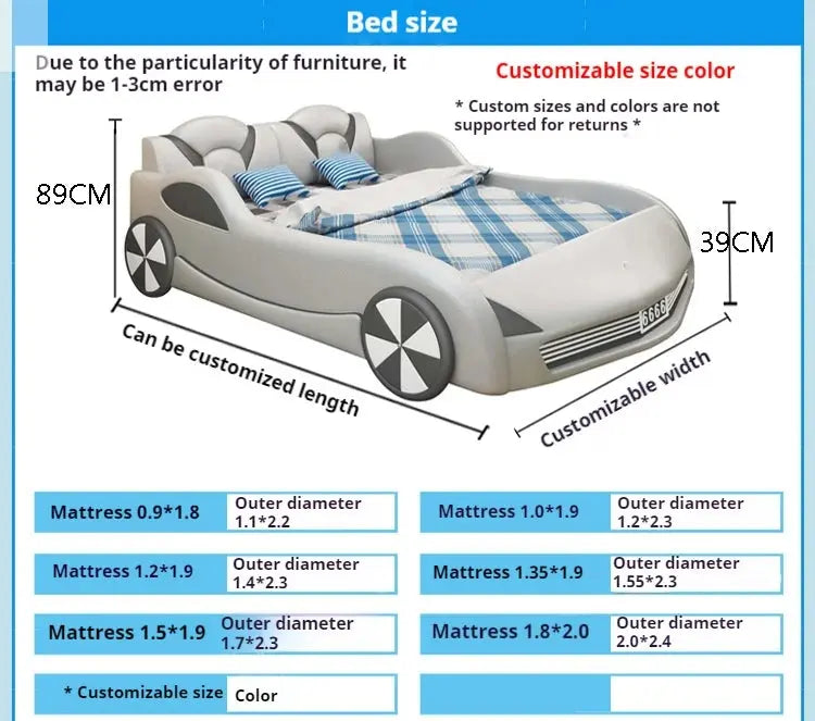 Kids Luxury Car Bed - Stylish Children's Bed with Integrated Storage