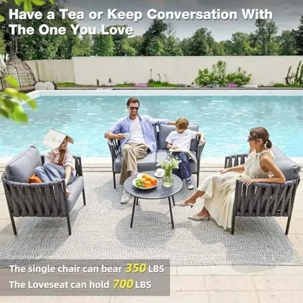 Contemporary 4-Piece Metal Patio Furniture Set