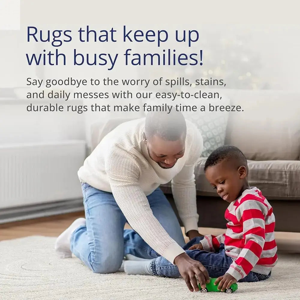 Cozy Cream 6x9 Area Rug For Living Room, Bedroom - Swirl Waves Pattern, Durable & Easy To Clean