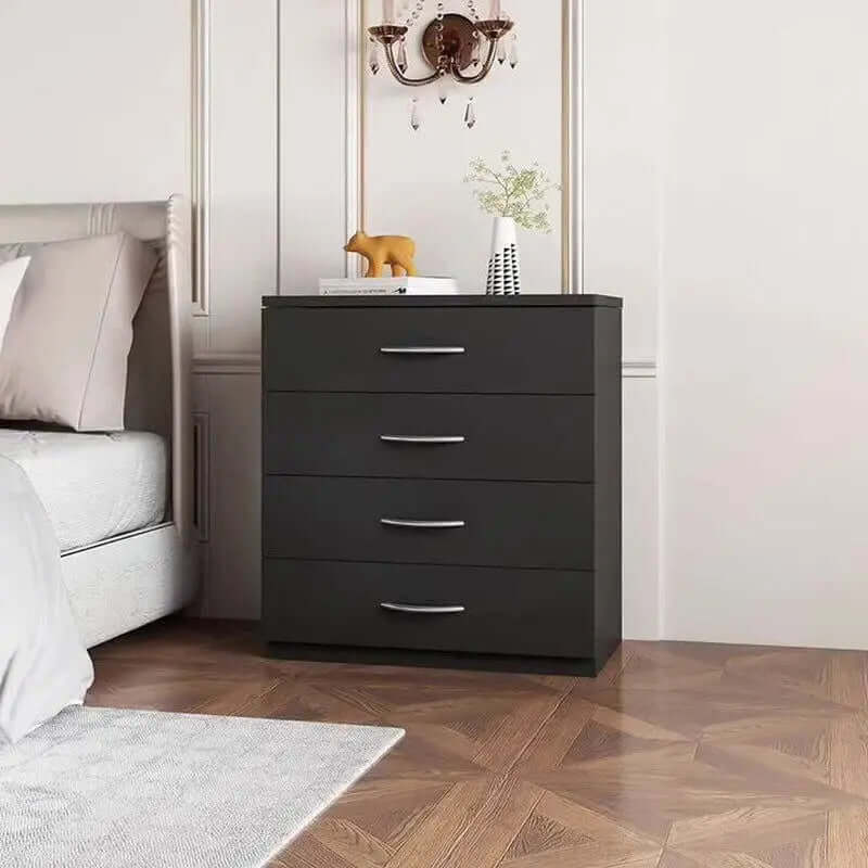 Elegant Black 4-Drawer Chest Dresser