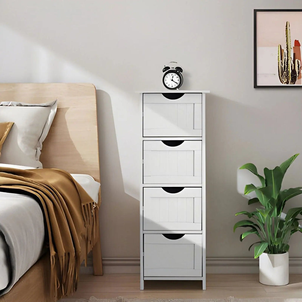 Elegant White 4-Drawer Wooden Dresser