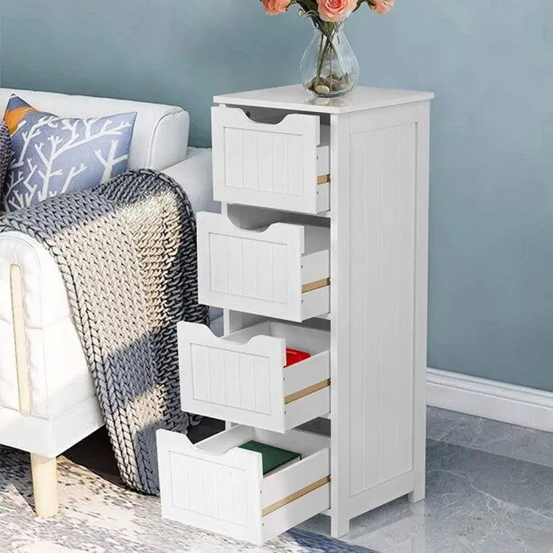 Elegant White 4-Drawer Wooden Dresser