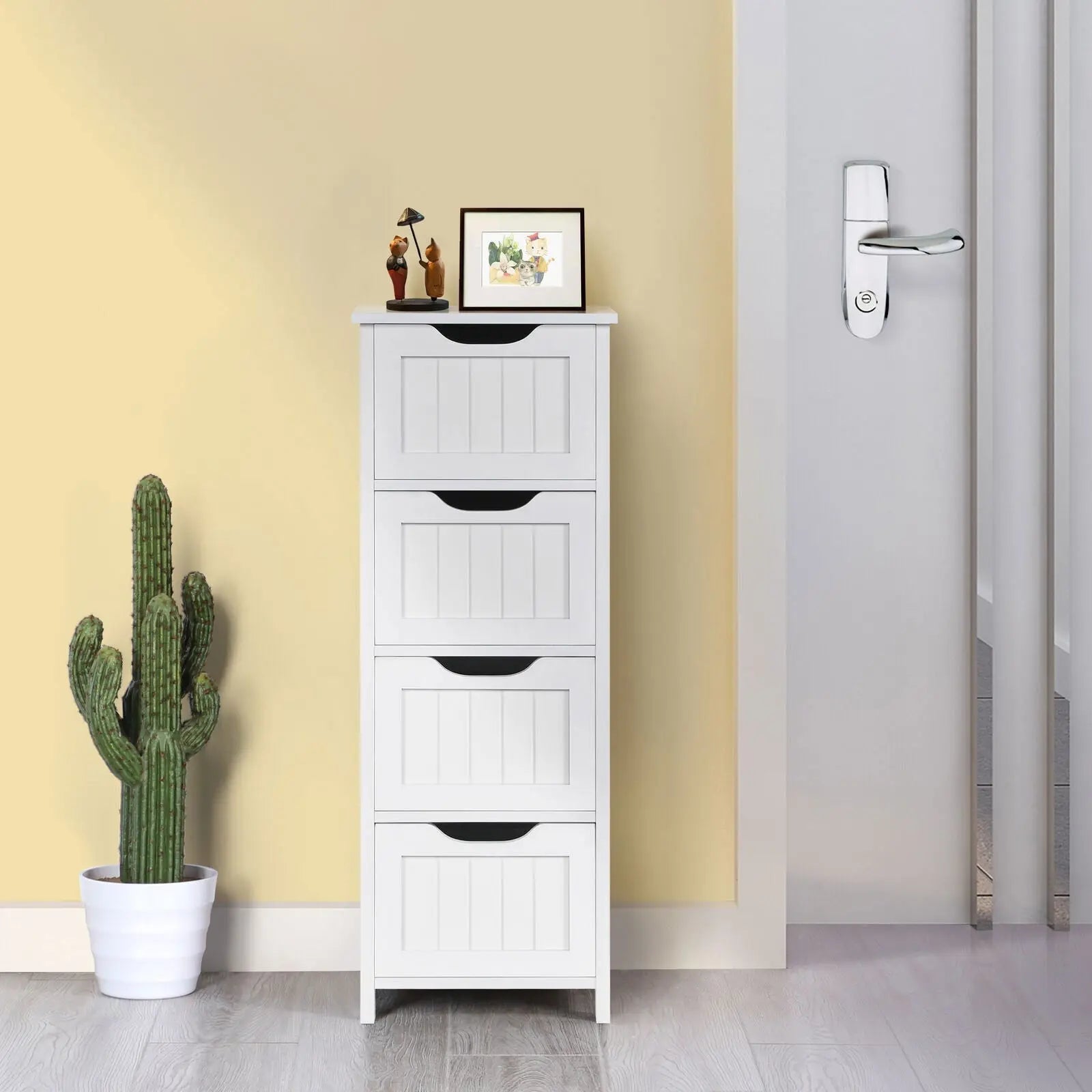 Elegant White 4-Drawer Wooden Dresser
