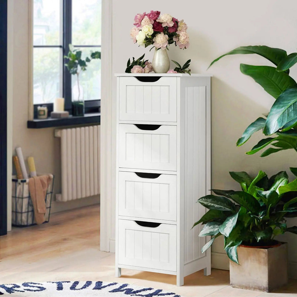 Elegant White 4-Drawer Wooden Dresser